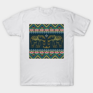 elephant pattern fabric T-Shirt